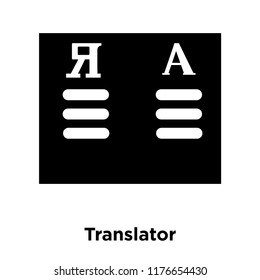 Translator icon vector isolated on white background, logo concept of Translator sign on transparent background, filled black symbol