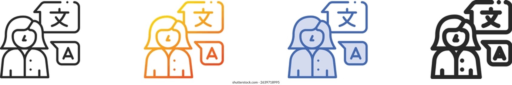 translator icon.Thin Linear, Gradient, Blue Stroke and bold Style Design Isolated On White Background