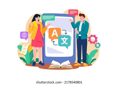 Translator Illustration concept on white background