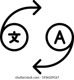 Translator Interface Button Concept Vector line Icon Design, Language Translation symbol on white background, Dub localization stock illustration