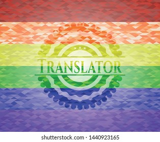 Translator lgbt colors emblem. Vector Illustration. Mosaic.