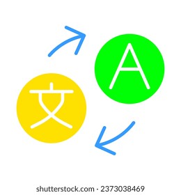 Icono de línea del traductor. Comunicación, idioma, vocabulario, aprendizaje, extranjero, turismo. Icono de color vectorial en un fondo blanco para negocios y publicidad.
