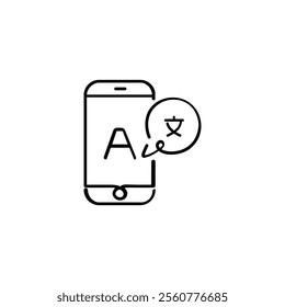 Translator on Phone Line Style Icon Design