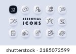 Translator set icon. Communication, foreign language, operator, planet, online, voice input, hieroglyph, website, service, phone, vocabulary, phone. Technology concept. Neomorphism. Vector line icon.