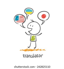 translator speaks different languages illustration