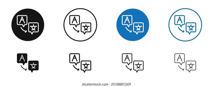 Translator vector icon in black and blue colors