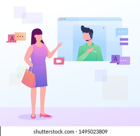 Translator Web Illustration Costumer Service 