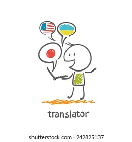 translator works on a computer illustration