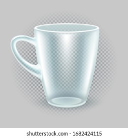 Desayuno translúcido. Los utensilios de cocina para té o café. Tragedia por publicidad en restaurantes. Aislado sobre un fondo transparente. Ilustración del vector