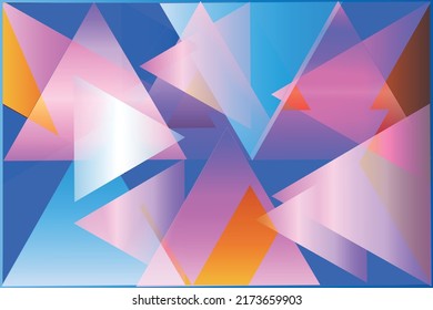  Una imagen azul y rosa translúcida y brillante con triángulos. Hermosa plantilla de diseño para cubierta, embalaje, sitio web, fondo de pantalla, fondo.