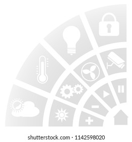translucent circular smart home automation interface vector illustration