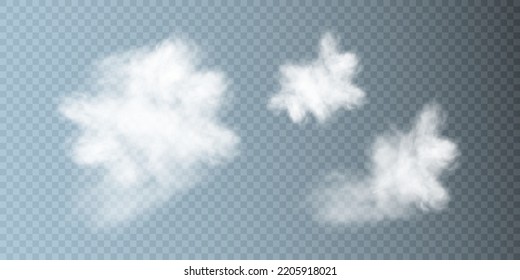 Translucent clouds on a transparent background. Nebula texture effect.