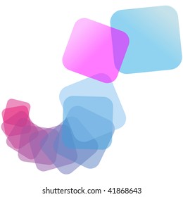 Translucent, colors in a spiral cascade from pink to blue in this abstract background.