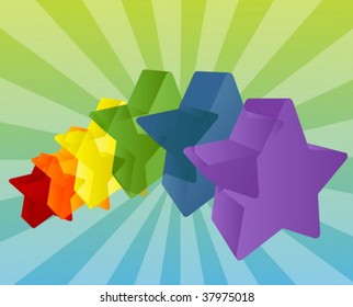 Translucent crystal star shapes, geometric abstract illustration