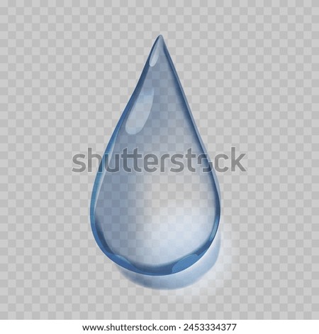 Translucent Dripping Water Droplet, Dew Or Tear. Isolated 3d Vector Graphic, Portraying A Flowing Aqua Bubble Or Droplet