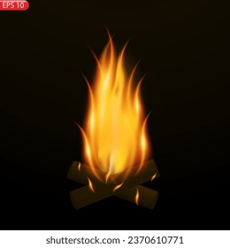 Translucent fire flames and sparks with horizontal repetition on transparent background. For used on dark illustrations. Transparency only in vector format