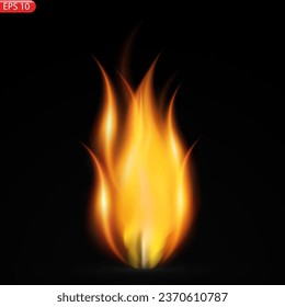 Translucent fire flames and sparks with horizontal repetition on transparent background. For used on dark illustrations. Transparency only in vector format