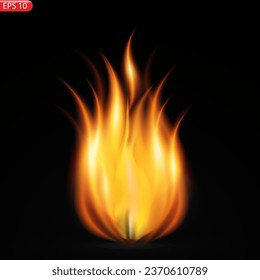 Translucent fire flames and sparks with horizontal repetition on transparent background. For used on dark illustrations. Transparency only in vector format