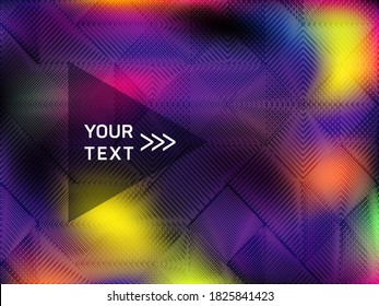 Translucent flyer neon hologram texture vector background. Business card blurred holo backdrop. Energetic neon holographic gradient template for flyer design.