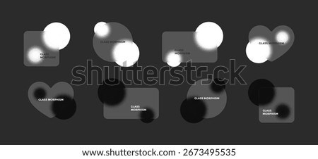 Translucent geometric shapes in glass morphism create depth and interest with blurred circles intersecting in a captivating arrangement.