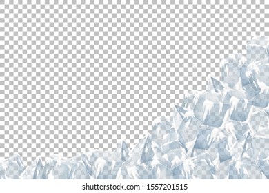 translucent ice and snow crystal heap. Vector illustration. Iced bricks.