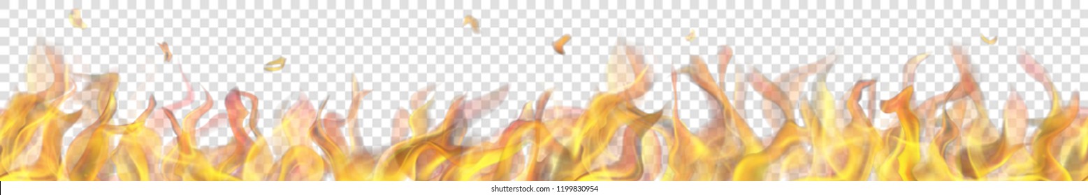 Translucent long fire flame with horizontal repeat on transparent background. For used on light backgrounds. Transparency only in vector format