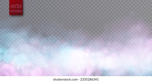 Translucent nebula vector background. Colorful smoke smog on a transparent background. Vector