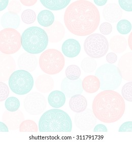 Translucent pattern on a white background. Pattern with hand-drawn white flowers. Pastel background. 