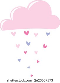 In the translucent pink cloud, hearts become rain and snow