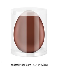Translucent plastic jar with chocolate egg. Vector illustration on white background. EPS10.