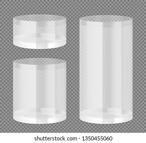 Translucent plastic jar mockups. Vector illustration on transparent background. Layered file, easy to use for food, gifts, candy. EPS10.