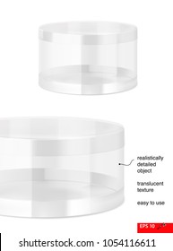 Translucent plastic jar. Vector illustration on transparent background. Layered file, easy to use for food, gifts, candy. EPS10.