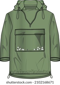 TRANSLUCENT RAIN POPOVER HOODIE AND JACKET FOR KID WEAR VECTOR ILLUSTRATION