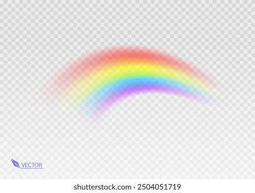 Translucent rainbow arcing from afar to the foreground. Isolated element for Your design  Rainbow on transparent 