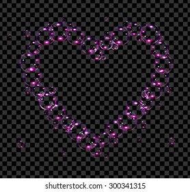 translucent romantic heart consists of a very beautiful bubbles with purple tint