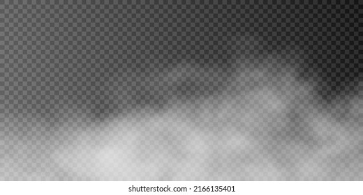 Translucent smoke isolated on a transparent background. Steam effect special effect. Vector texture of steam, fog, cloud, smoke.
