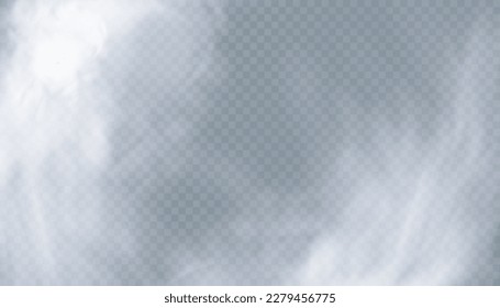 Translucent smoke isolated on a transparent background. Steam effect special effect. Vector texture of steam, fog, cloud, smoke.