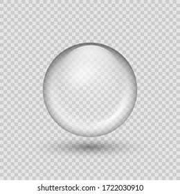 Translucent sphere with shadow on transparent background. Vector illustration. Eps 10.