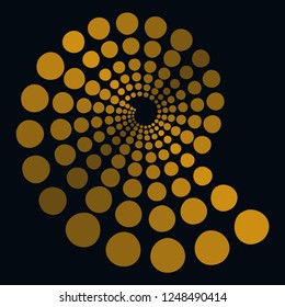 translucent spiral of dots in golden shades