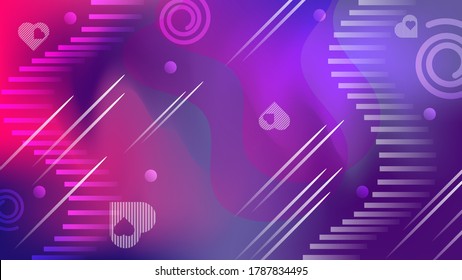 espirales translúcidas, corazones a rayas, bandas de rayas suavemente curvadas, resaltar y resaltar con un fondo de mezcla de colores rosa y magenta. fondo de pantalla de tendencia. vector