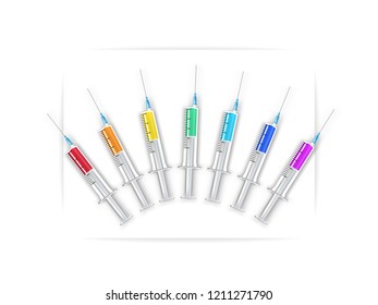 Translucent Syringes Needle Liquid Serum Isolated Stock Vector (Royalty ...