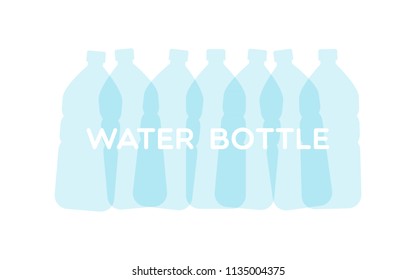 Translucent water bottles. Vector illustration, flat design