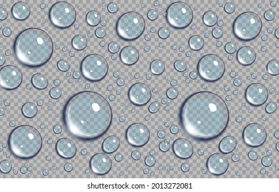 Translucent water drop with glares and shadow on transparent background.