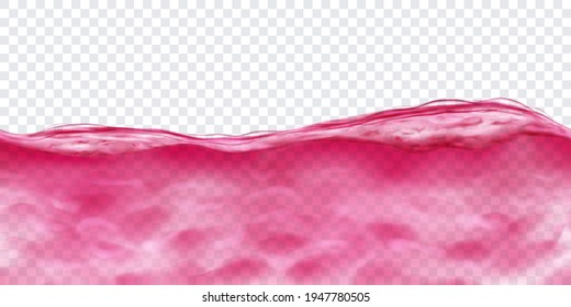 Translucent water in red colors with caustics ripple with seamless horizontal repetition, isolated on transparent background. Transparency only in vector file