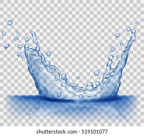 Translucent water splash in blue colors, isolated on transparent background. Transparency only in vector file