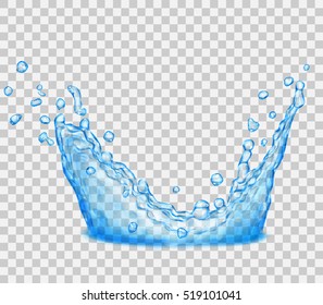 Translucent water splash in light blue colors, isolated on transparent background. Transparency only in vector file