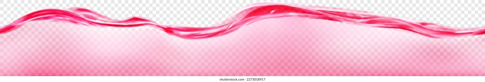 Translucent water wave in red colors with seamless horizontal repetition, isolated on transparent background. Transparency only in vector file