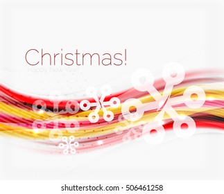 Durchsichtige Welle mit Schnee. Abstrakter Neujahrshintergrund