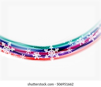 Translucent wave with snow. New Year abstract background