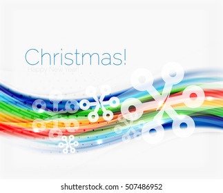 Translucent wave with snow. New Year abstract background